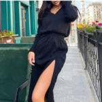 robe longue noire hiver femme en laine tendance