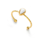 bague dorée pierre blanche
