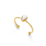 bague ajustable dorée boho blanche