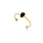 bague dorée pierre noire