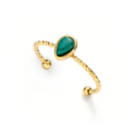 bague dorée pierre verte
