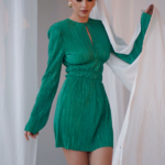 robe courte verte soirée hiver chic