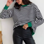 pull marinière bleu et vert femme
