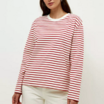 pull marinière rouge et blanc femme