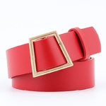 Ceinture femme boucle dorée géométrique rouge