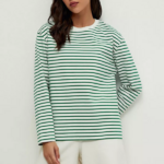 pull marinière vert et blanc femme