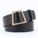 Ceinture noire femme boucle dorée géométrique