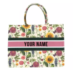 cabas fleurs de printemps personnalisable vintage