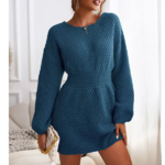 robe courte en laine bleue originale