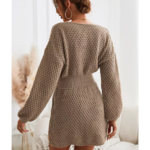 robe courte en laine camel pour femme