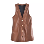 mini robe en cuir marron