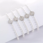 bracelet perles argent avec initiale personnalisable