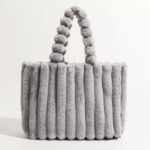 sac à main fourrure gris