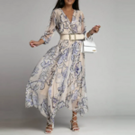 robe longue imprimée bleue tendance