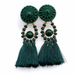 boucles doreilles vertes pendantes pompons