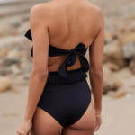 maillot de bain noir 2 pièces bandeau culotte haute