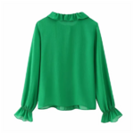 chemisier vert à volants chic femme printemps 2023