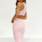 robe longue ajourée rose femme