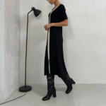 robe longue noire et blanche tendance chi