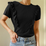 t-shirt basique à volants femme