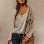 t-shirt manches longues beige femme