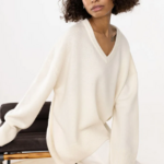 pull blanc femme col V
