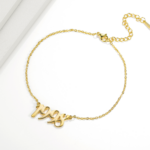 bracelet de cheville prénom personnalisé plaqué or jaune