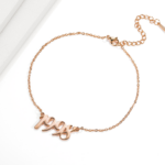 bracelet de cheville prénom personnalisé rose gold
