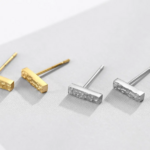 boucles doreilles puces plaqué argent en acier inoxydable