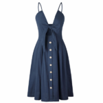 robe à bretelles mi longue marine femme