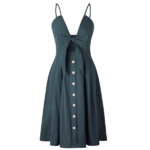 robe à bretelles mi longue bleue femme