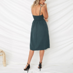 robe midi à bretelles tendance été 2023 femme bleu canard