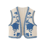 veste sans manches brodée à fleurs femme tendance été 2023