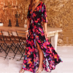 robe longue imprimée fleurie