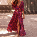 robe longue imprimée rose léopard femme