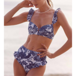 maillot de bain imprimé vintage à volants femme rétro chic
