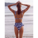 maillot de bain imprimé vintage à volants taille haute