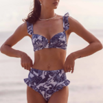 maillot de bain imprimé vintage à volants