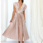 robe plissée en satin rose clair pour occasions dété femme