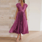 robe plissée en satin rose pour occasions dété femme