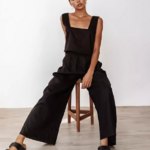 ensemble deux pièces noir en lin tendance