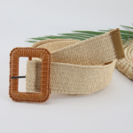 ceinture carrée tressée en paille originale