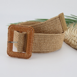 ceinture carrée tressée en paille tendance été