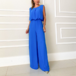 combinaison bleu électique dos nu drapé chic femme