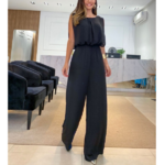 combinaison noire dos nu drapé chic femme pas chère
