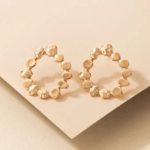 Boucles doreilles pendantes rondes  martelées femme
