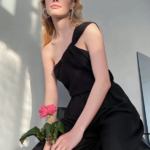 top court en satin noir femme asymétrique