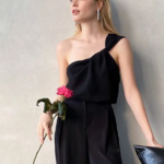 top court en satin noir femme chic
