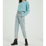 jean mom bleu clair taille haute femme