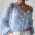 gilet mohair bleu ciel femme tendance
